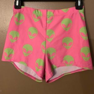 Pink Alien High Waisted Shorts